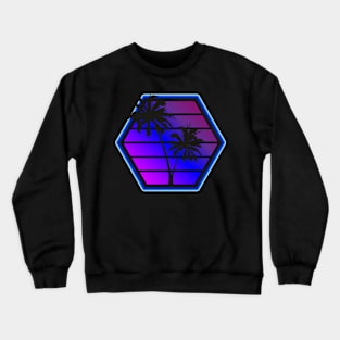 Synthwave Retro Hex Sunset Design Crewneck Sweatshirt